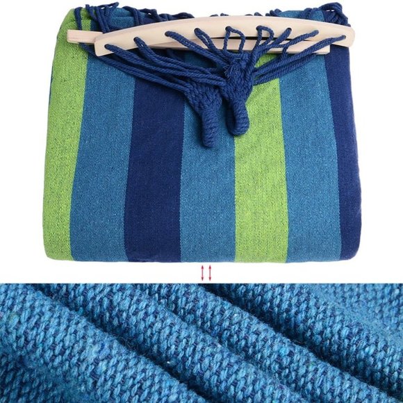 New Cotton Canvas Hammock Beach Swing Bed with Spreader Bar and Storage Bag - Picture 4 of 5